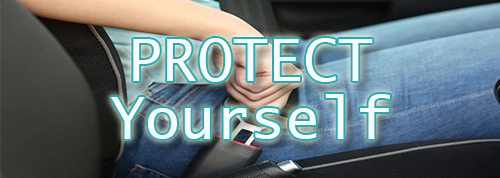 Person in vehicle buckling up - Protect Yourself